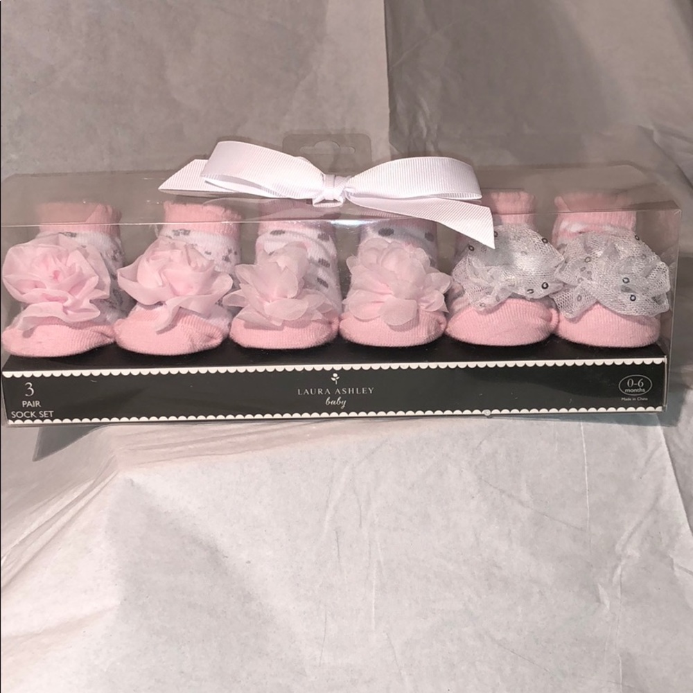 Laura Ashley 3 pair baby girls sock set